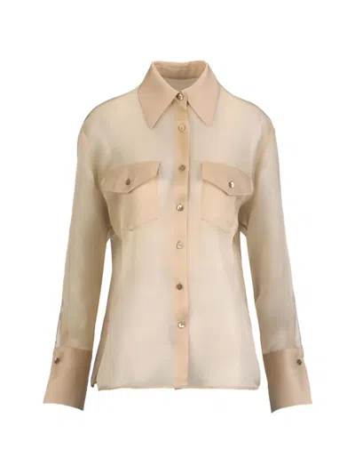 Luisa Spagnoli Brunita Sheer Button-up Shirt In Brown