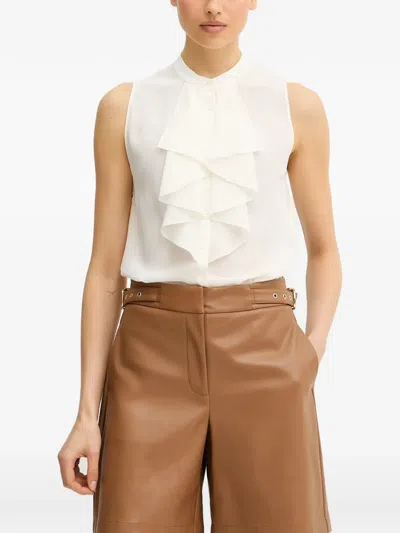 Luisa Spagnoli Burrata Ruffled Shirt In White