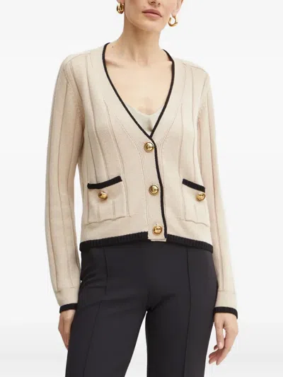 Luisa Spagnoli Button Pocket Cardigan In Neutral