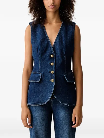Luisa Spagnoli Button-fastening Denim Waistcoat In Blue