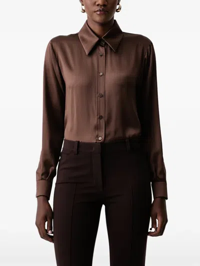 Luisa Spagnoli Button-fastening Long-sleeve Shirt In Brown