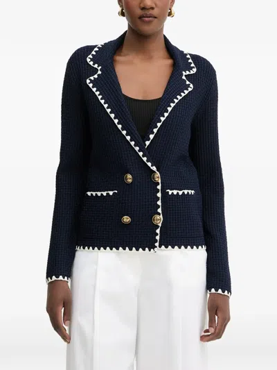 Luisa Spagnoli Cosmica Crochet-trim Double-breasted Cardigan In Multi