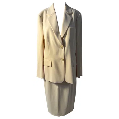 Pre-owned Luisa Spagnoli Cream Tailored Suit, Italy - Minimal Elegant Set It 48 In White