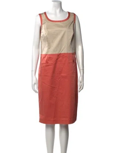 Pre-owned Luisa Spagnoli Crew Neck Knee-length Dress In Orange