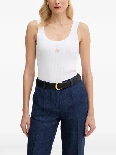 Luisa Spagnoli Cucirino Ribbed Logo-embroidered Top In White