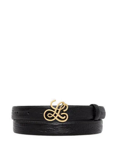 Luisa Spagnoli Danielina Lizard-effect Monogram Belt In Gray
