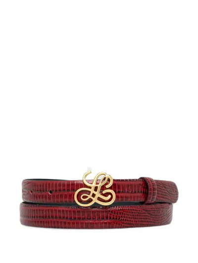 Luisa Spagnoli Danielina Lizard-effect Monogram-buckle Belt In Red