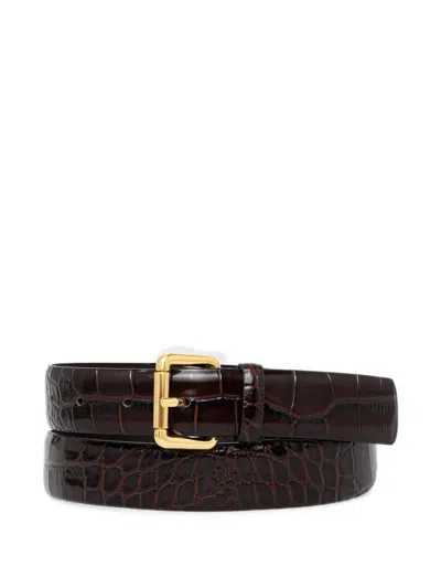 Luisa Spagnoli Dogale Croc-effect Leather Belt In Gray