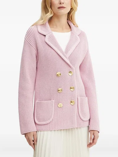Luisa Spagnoli Double-breasted Pocket Cardigan In Pink