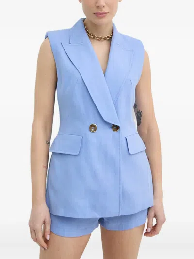 Luisa Spagnoli Double-breasted Sleeveless Top In Blue