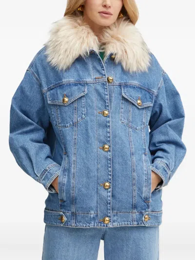 Luisa Spagnoli Drop-shoulder Denim Jacket In Blue