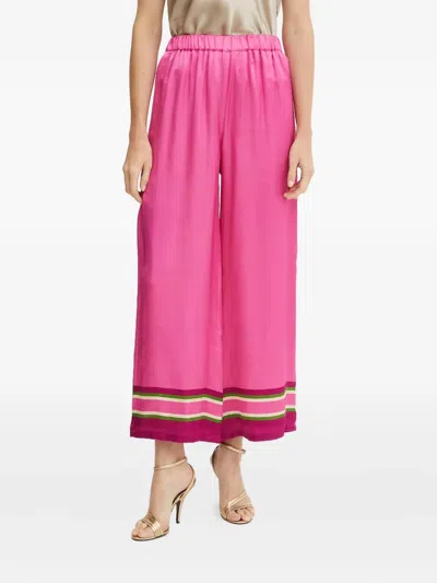 Luisa Spagnoli Elasticated-waistband Striped Trousers In Pink