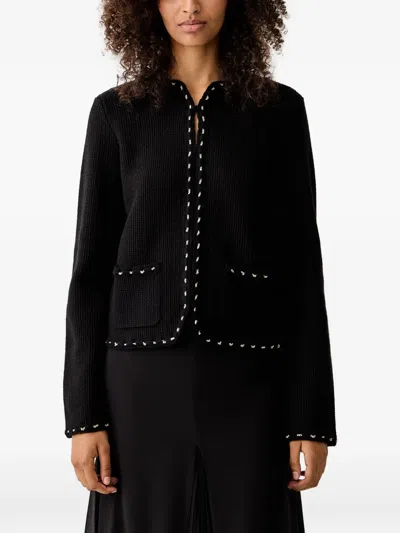 Luisa Spagnoli Embellished Bouclé Cardigan In Black