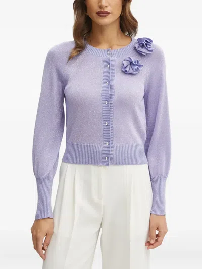 Luisa Spagnoli Embellished-ruffle Cardigan In Blue