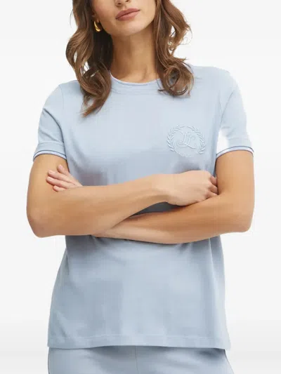 Luisa Spagnoli Embroidered-logo Short-sleeved T-shirt In Blue