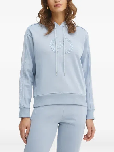 Luisa Spagnoli Embroidered-logo Sleeve-detail Hoodie In Blue