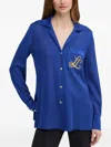 Luisa Spagnoli Embroidered Pocket Shirt In Blue