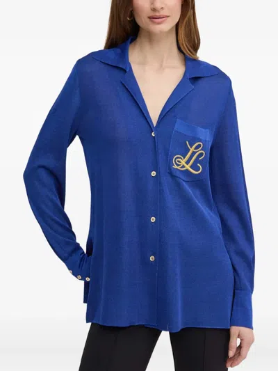 Luisa Spagnoli Embroidered Pocket Shirt In Blue