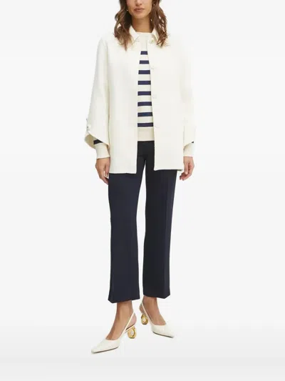 Luisa Spagnoli Embroidered Striped Sweatshirt In White