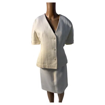 Pre-owned Luisa Spagnoli Enrico Coveri Boutique White Minimal Suit, Italy - 1990s Skirt Set It 42