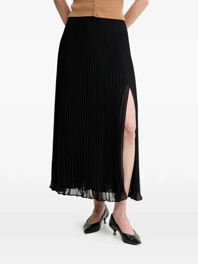 Luisa Spagnoli Fiammata Pleated Side-slit Maxi Skirt In Black
