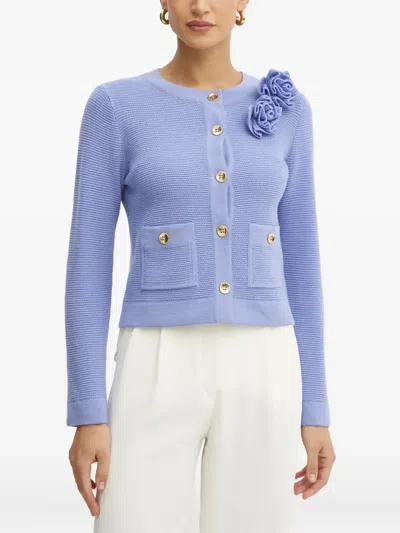 Luisa Spagnoli Floral-appliqué Cardigan In Purple