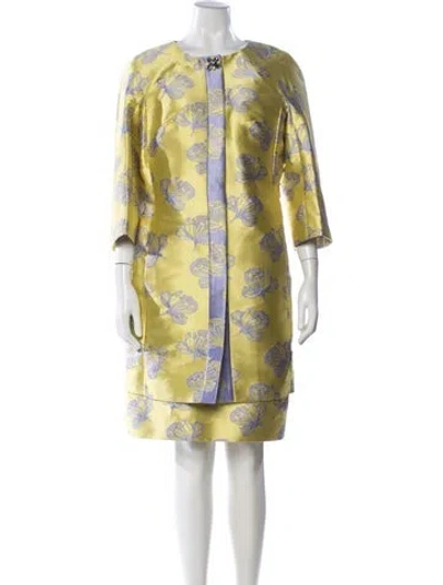Pre-owned Luisa Spagnoli Floral Print Dress Set In Yellow