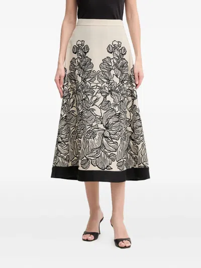 Luisa Spagnoli Floral-print Midi Skirt In Neutral