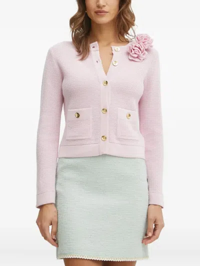 Luisa Spagnoli Flower-embellished Cardigan In Pink