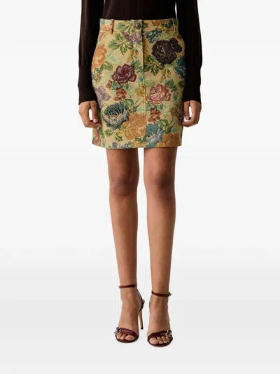 Luisa Spagnoli Fulcro Bead-embellished Tapestry-effect Mini Skirt In Multi