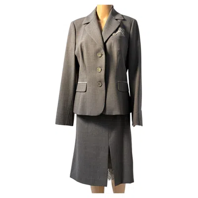 Pre-owned Luisa Spagnoli Grey Skirt Suit Tailored Classic Elegant Italy In Gray