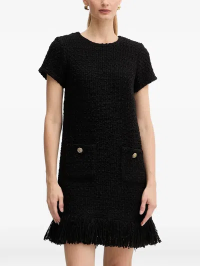 Luisa Spagnoli Gustoso Frayed Mini Dress In Black