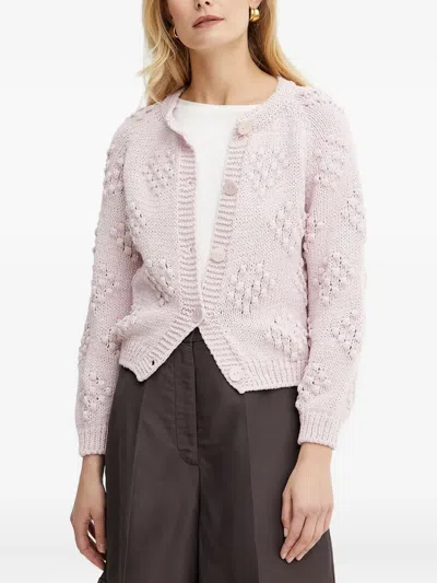Luisa Spagnoli Heart-pattern Bobble Cardigan In Pink