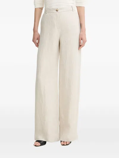 Luisa Spagnoli Herringbone-pattern Wide-leg Trousers In Neutral