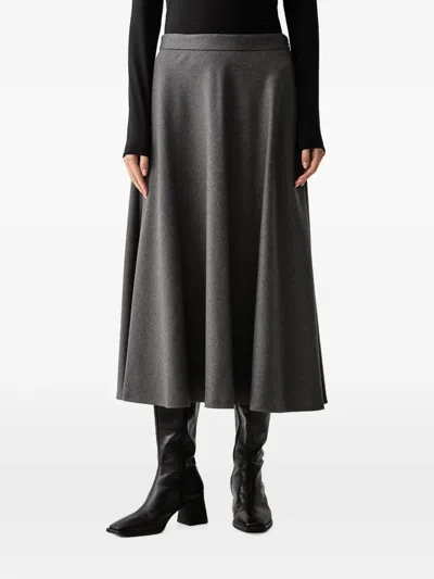 Luisa Spagnoli High-waisted A-line Midi Skirt In Gray