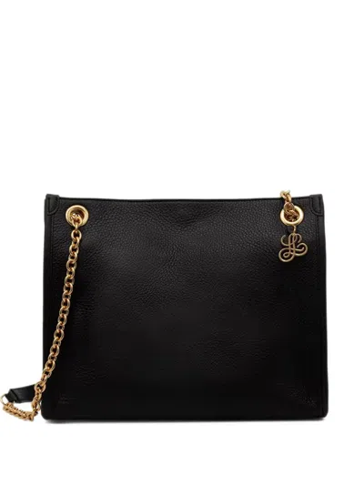 Luisa Spagnoli Iago Logo-pendant Chain-link Shoulder Bag In Black