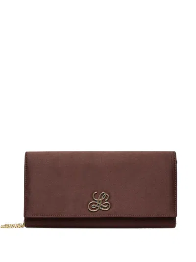 Luisa Spagnoli Iroise Logo-plaque Chain-strap Clutch Bag In Brown