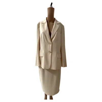 Pre-owned Luisa Spagnoli Ivory Tailored Skirt Suit In White