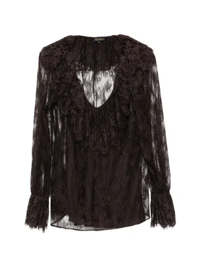 Luisa Spagnoli Lace Blouse In Brown