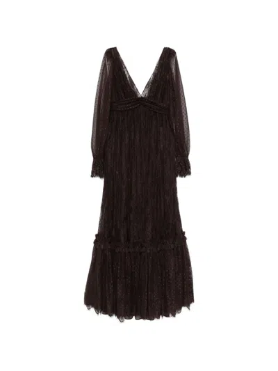 Luisa Spagnoli Lace Dress In Brown