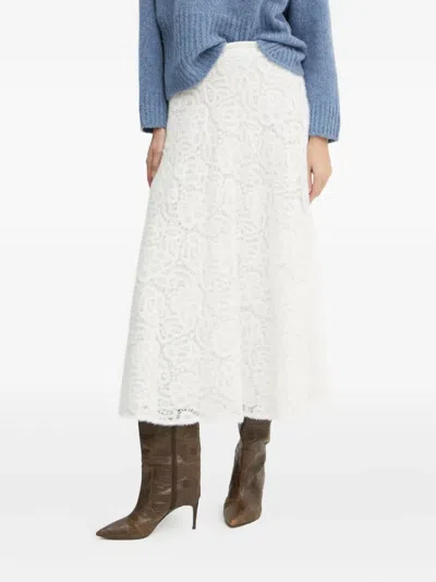 Luisa Spagnoli Lace Midi Skirt In White