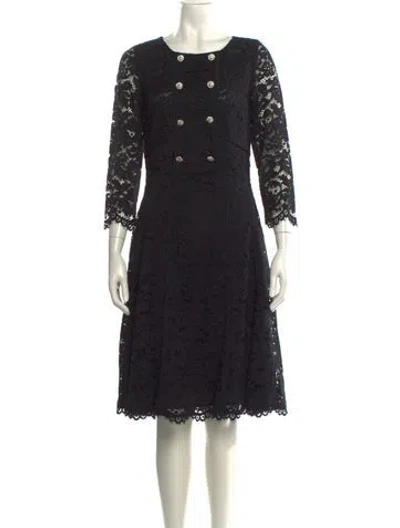 Pre-owned Luisa Spagnoli Lace Pattern Knee-length Dress In Black