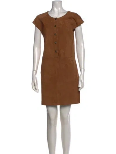 Pre-owned Luisa Spagnoli Leather Mini Dress In Brown