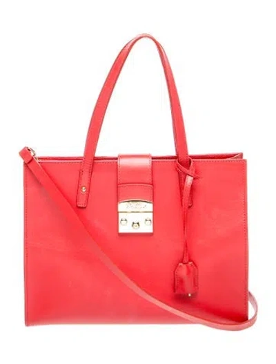 Pre-owned Luisa Spagnoli Leather Top Handle Bag In Red