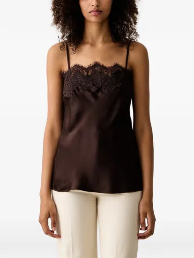 Luisa Spagnoli Lezioni Lace-trim Camisole Blouse In Animal Print