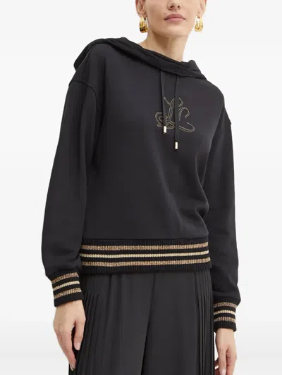 Luisa Spagnoli Logo Hoodie In Black