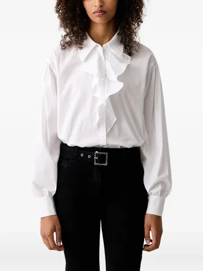 Luisa Spagnoli Loriana Ruffled-trim Long-sleeve Shirt In White
