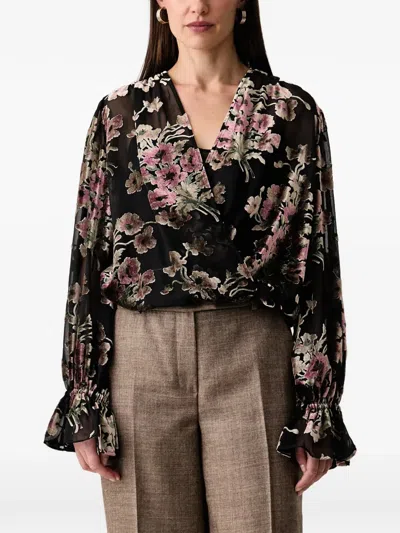 Luisa Spagnoli Lotty Floral-burnout Wrap Blouse In Multi