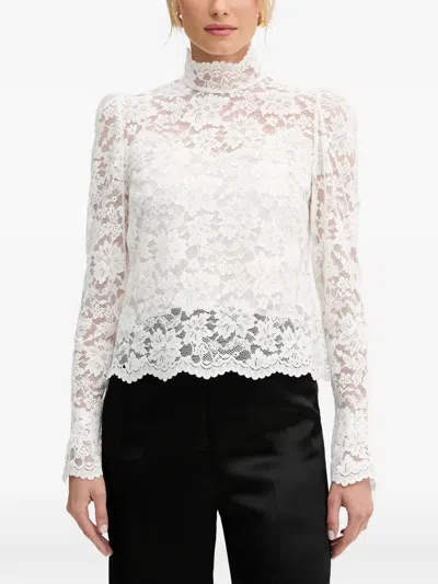 Luisa Spagnoli Lucchetto Floral-lace High-neck Top In White