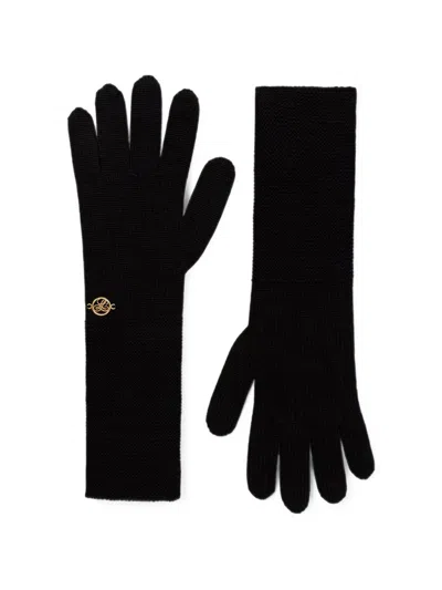 Luisa Spagnoli Marcatore Logo-plaque Knitted Gloves In Black